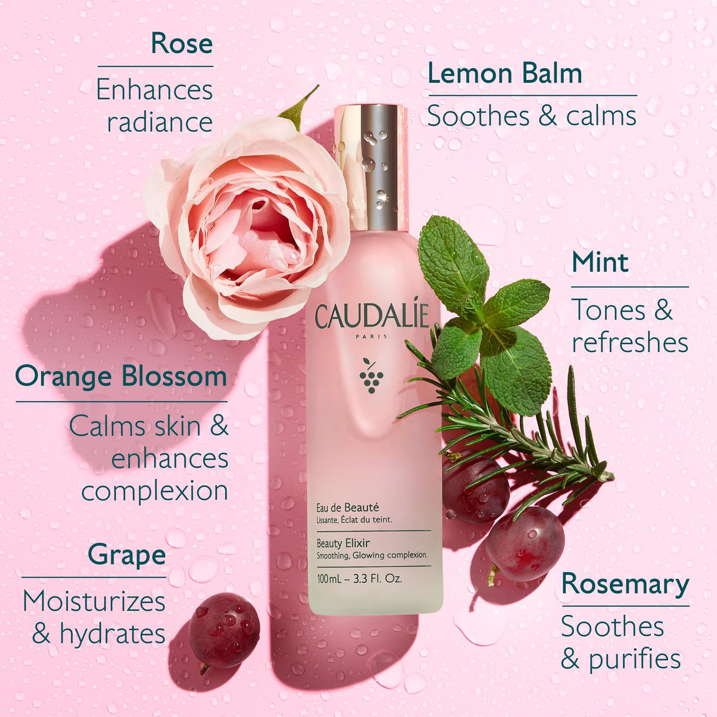 Caudalie Beauty Elixir Face Mist: Toner That Tightens Pores + Reduces Dullness + Sets Makeup - 30 mL - Available at All In One Marketplace Canada