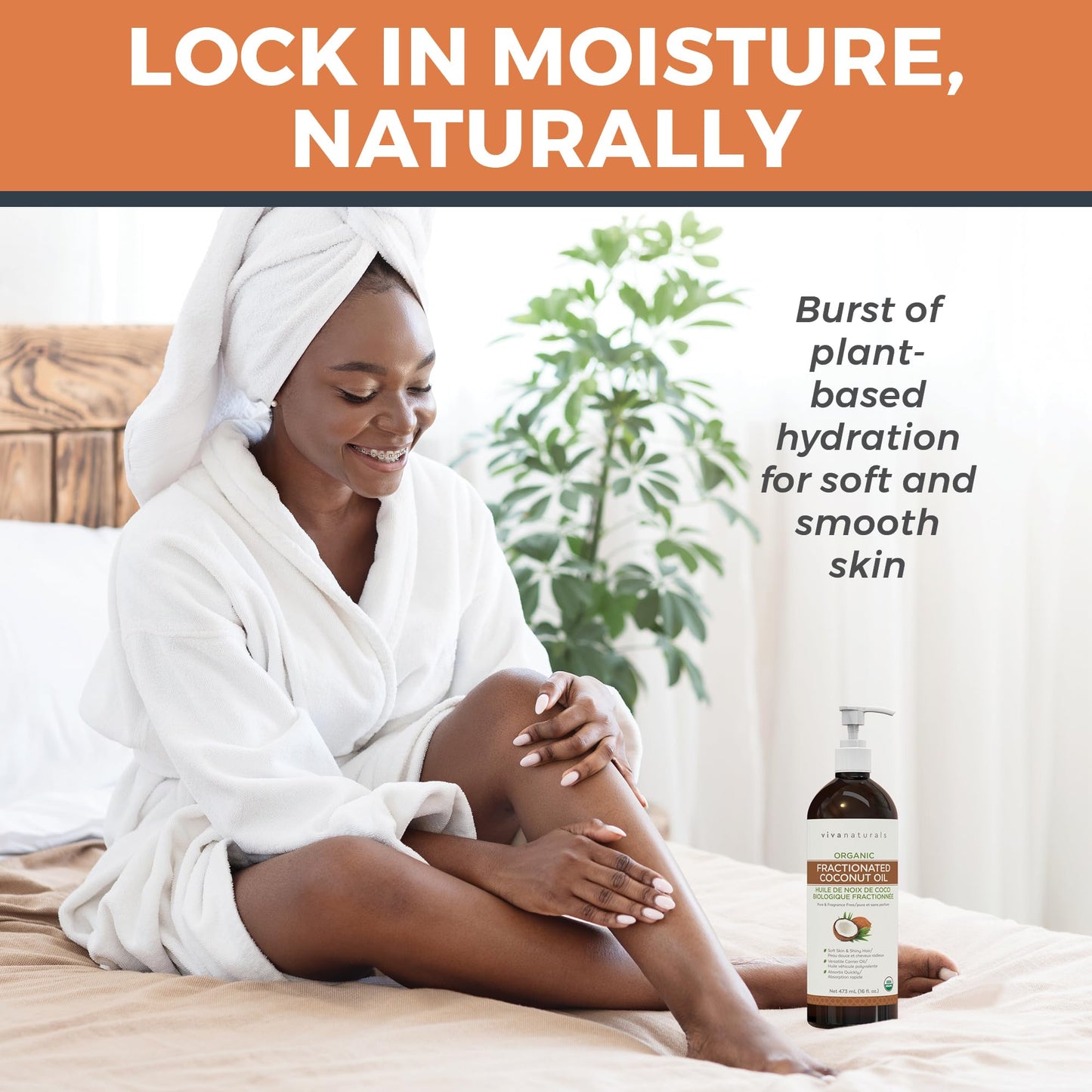 Viva Naturals Organic Fractionated Coconut Oil – Pure Massage Oils for Massage Therapy, Coconut Oil for Skin & Hair, Lightweight Carrier Oil for Essential Oils, 16 fl oz - Available at All In One Marketplace Canada