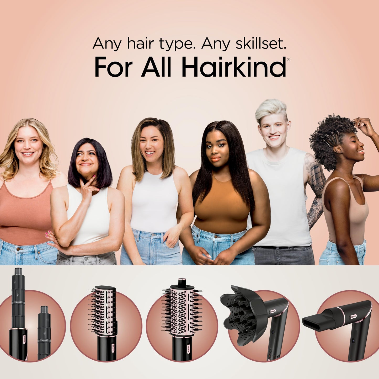 Shark Hair Dryer | FlexStyle Hair Styling System | Portable & Powerful Blow Dryer Brush | Hair Curler & Volumizer | 6 Styling Tools Included | Best for All Hair Types | Black | HD440BKC