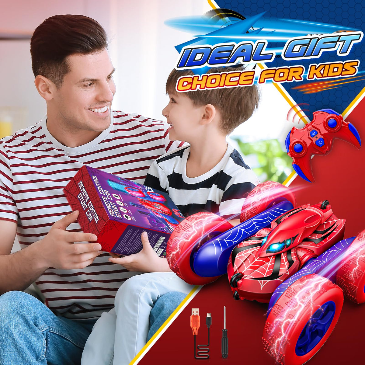 Remote Control Cars for Kids, vicia RC Car Kids Toys for 3 4 5 6 7 8 Year Old Boys Outdoor Toy Boys Toys 8-10 4WD 2.4GHZ Electric Stunt Car Christmas Easter 3-9 Year Old Boy Gift Ideas 🍁 All In One Marketplace Canada