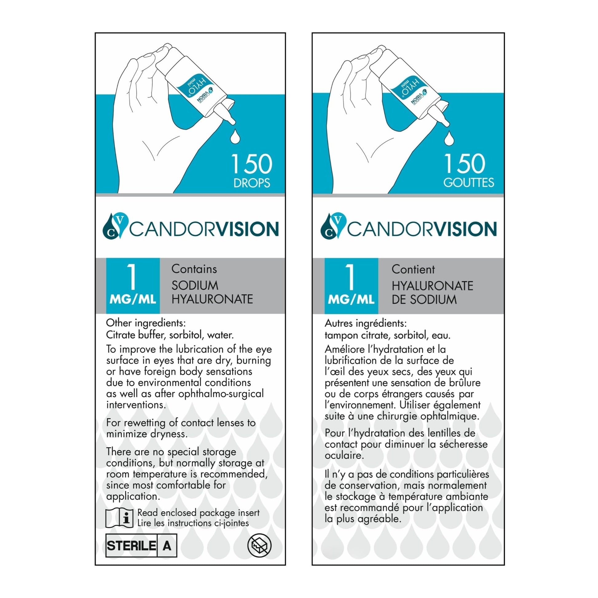 CandorVision HYLO® mini Preservative-Free Lubricating Eye Drops (150 Drops, 5ml), Immediate Long-lasting Dry Eye Relief, High Quality Sodium Hyaluronate, 6-Month Sterility, Contact Lens Compatible - Available at All In One Marketplace Canada