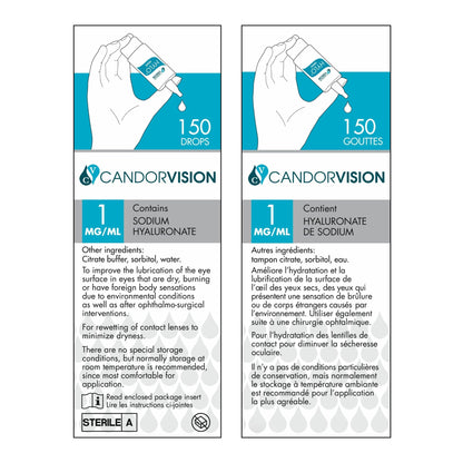CandorVision HYLO® mini Preservative-Free Lubricating Eye Drops (150 Drops, 5ml), Immediate Long-lasting Dry Eye Relief, High Quality Sodium Hyaluronate, 6-Month Sterility, Contact Lens Compatible - Available at All In One Marketplace Canada