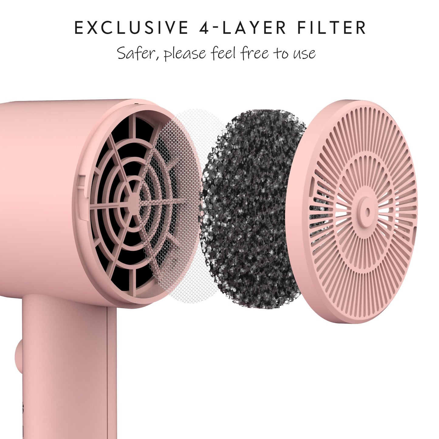 AINA Diffuser Hair Dryer Full-Featured Blow Dryer 110V/1600W(Babe Pink) - Available at All In One Marketplace Canada