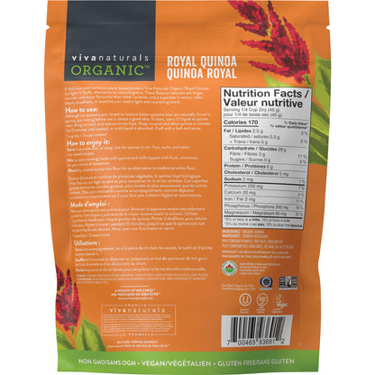 Viva Naturals Organic Quinoa (4 lb) – Quinoa Organic, Non-GMO & Pre-Washed Whole Grain | Gluten-Free Vegan Plant Protein, Source of Fibre & Iron, Puffed Rice & Pasta Substitute Viva Naturals