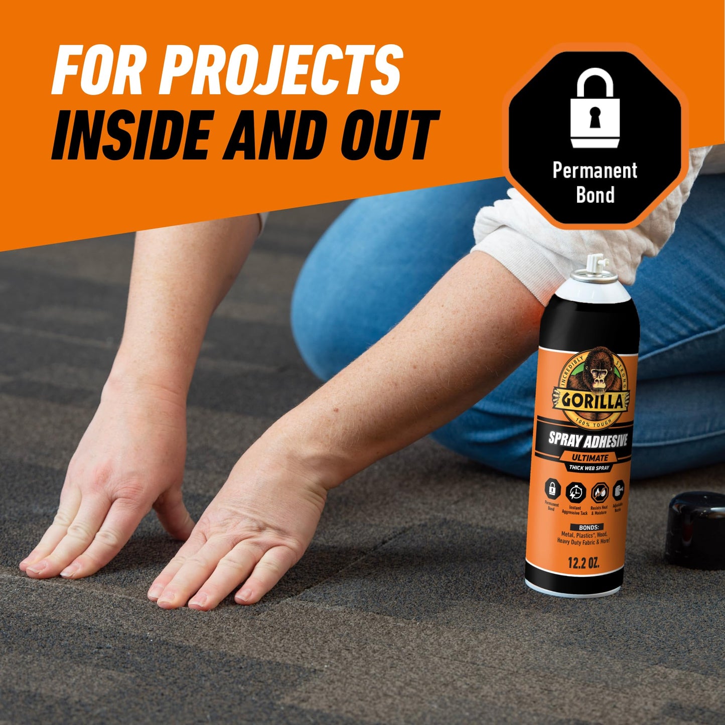 Gorilla Ultimate Multi Surface Spray Adhesive, Heavy Duty Bond, 345g