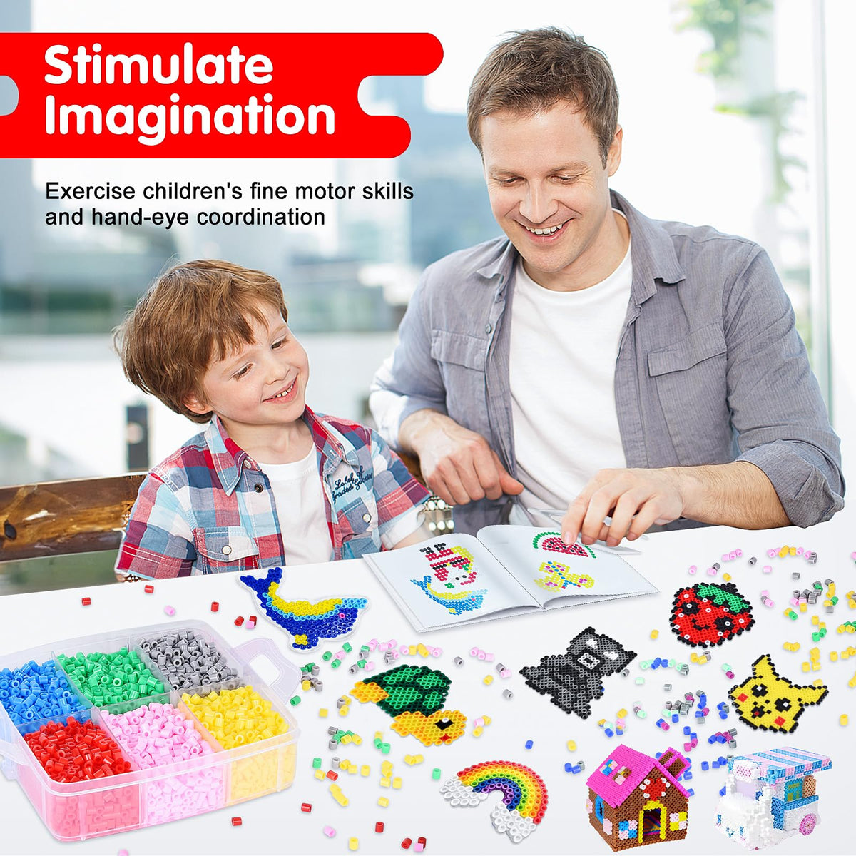 Fuse Beads Kit for Kids: 10000PC Melty Beads Set, 5MM Iron Melting Beads Craft Kit with 8 Pegboards,5 Ironing Paper and Accessories, Arts and Crafts Set Toys Gifts for Boys Girls Christmas Birthday 🍁 All In One Marketplace Canada