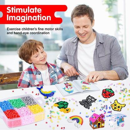 Fuse Beads Kit for Kids: 10000PC Melty Beads Set, 5MM Iron Melting Beads Craft Kit with 8 Pegboards,5 Ironing Paper and Accessories, Arts and Crafts Set Toys Gifts for Boys Girls Christmas Birthday 🍁 All In One Marketplace Canada