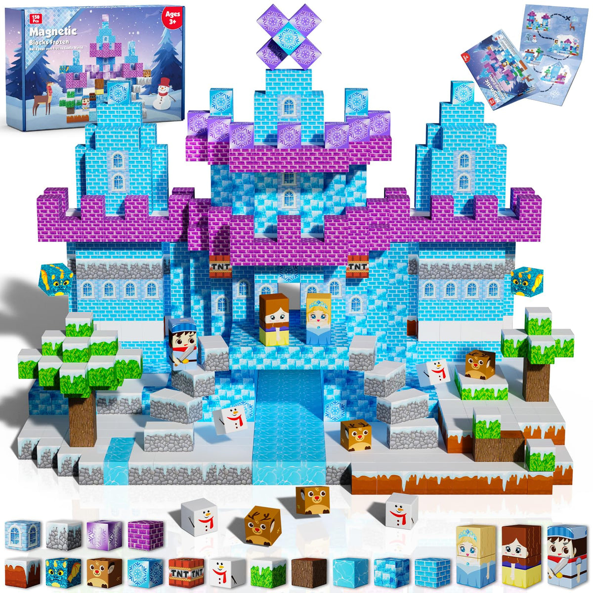 GraceDuck Magnetic Building Blocks150PCS Build Winter Castle, STEM Montessori Sensory Toy for Toddlers Kids, Christmas Birthday Gifts for 3 4 5 6 7 8 9 10 Year Old Girls Boys 🍁 All In One Marketplace Canada