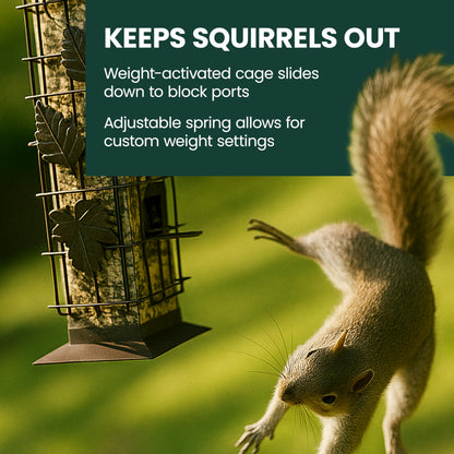 Perky-Pet 336-1SR Squirrel-Be-Gone Bird Feeder, 2LB Squirrel Proof Outdoor Wild Bird Feeder with Weight-Activated Perches
