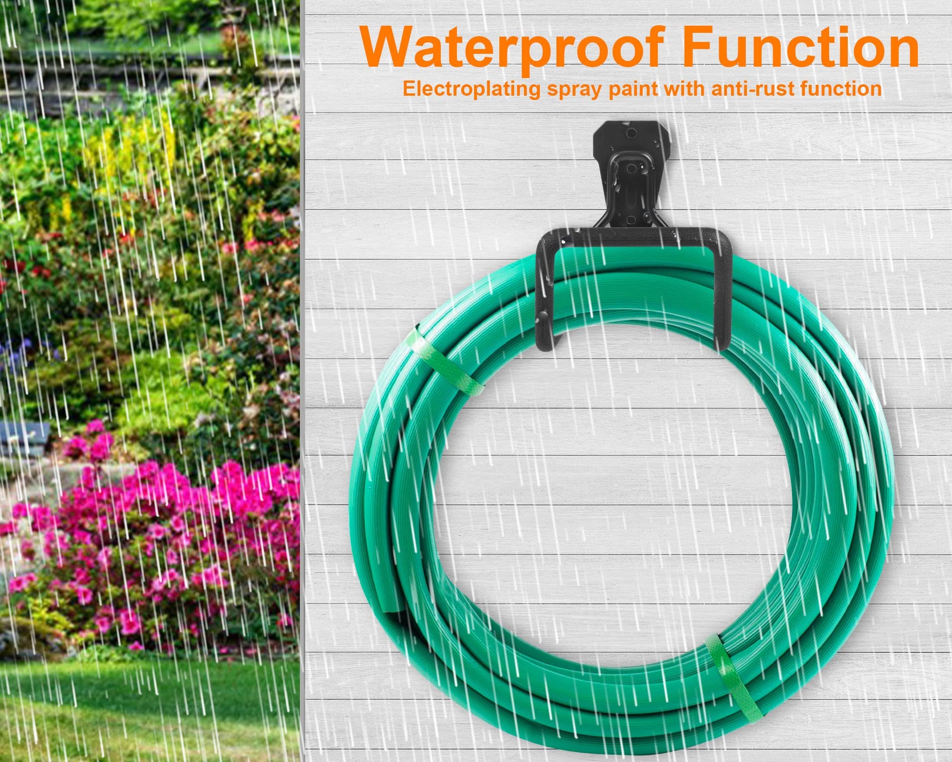 Metal Garden Hose Holder - Heavy Duty Hose Hanger Wall Mounted Water Hose Holder for Outside Yard, Sturdy Hose Reel Hose Hooks Ideal for Water Hose, Extension Cords
