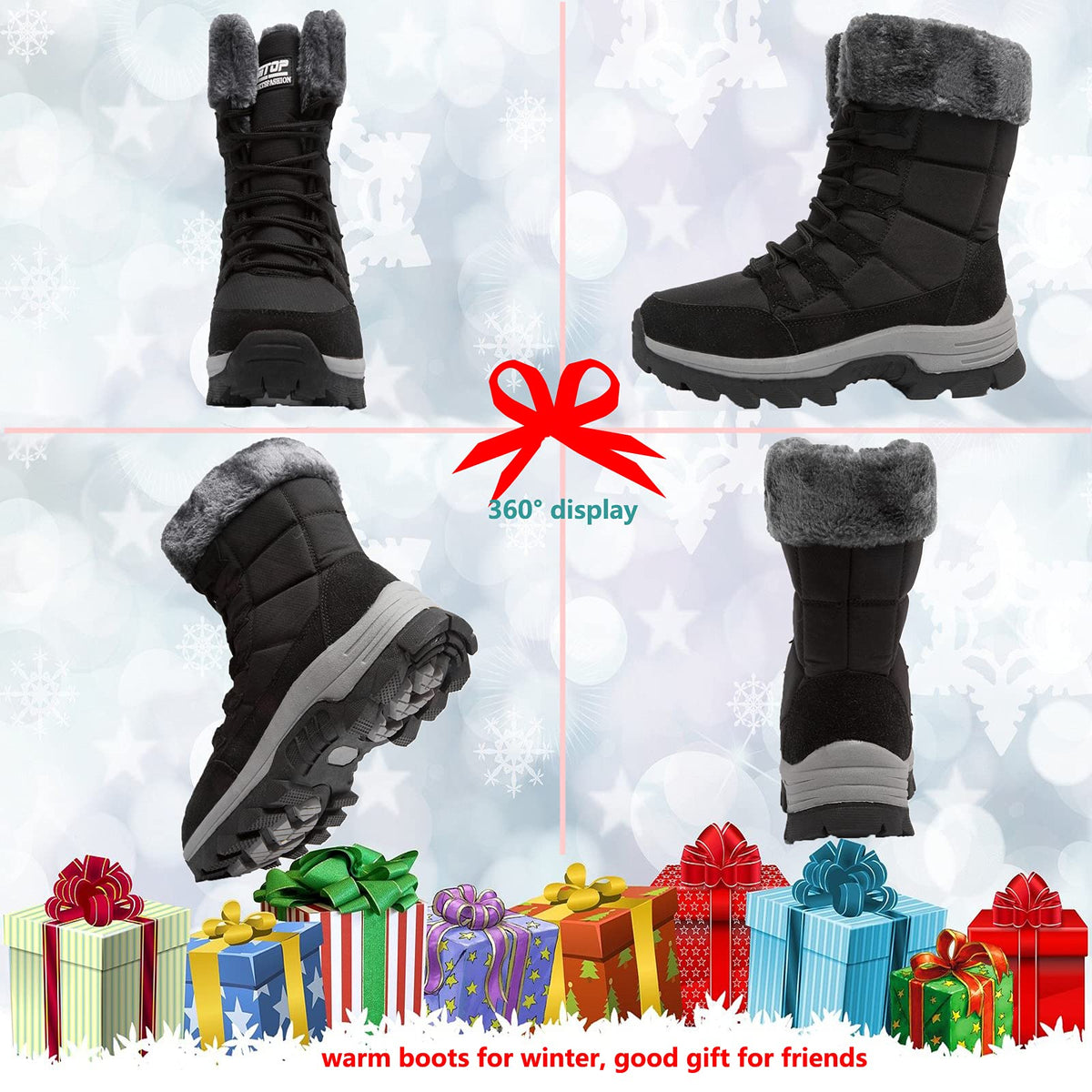 ziitop Womens Snow Boots, Women's Winter Boots, Fur Lined Warm Winter Boots, Lace up Warm Shoes, Mid Calf Snow Boots, Outdoor Anti-Slip Boots, Snow Boots Waterproof, Winter Walking Boots for Women 🍁 All In One Marketplace Canada