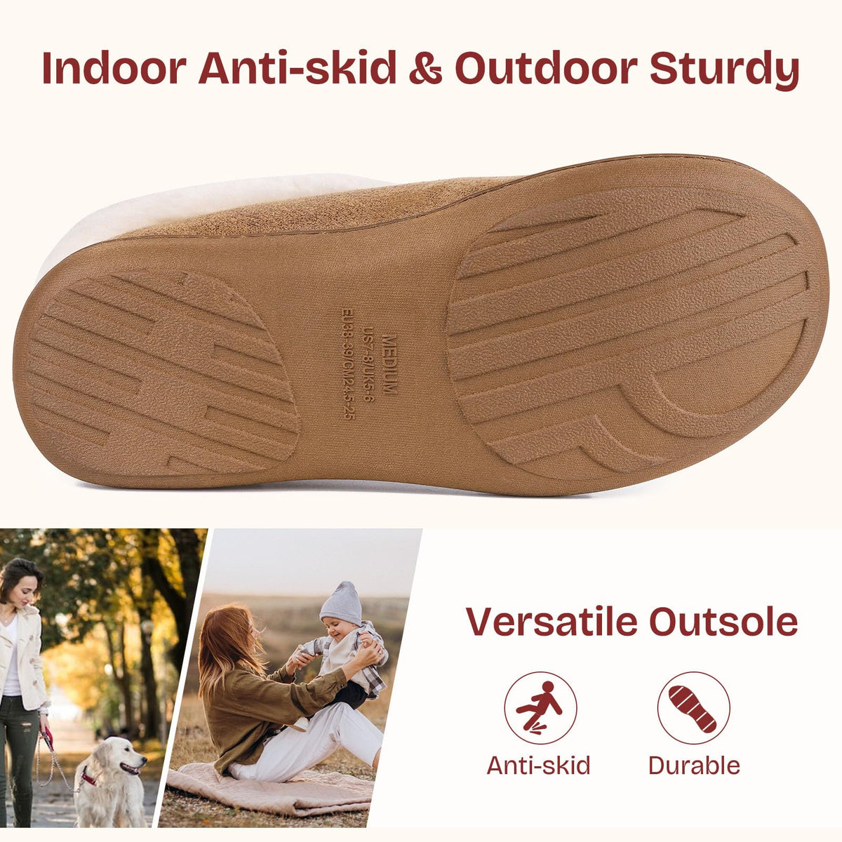 EverFoams Women's Microsuede Winter Slippers House Shoes Tan, 7-8 US 🍁 All In One Marketplace Canada