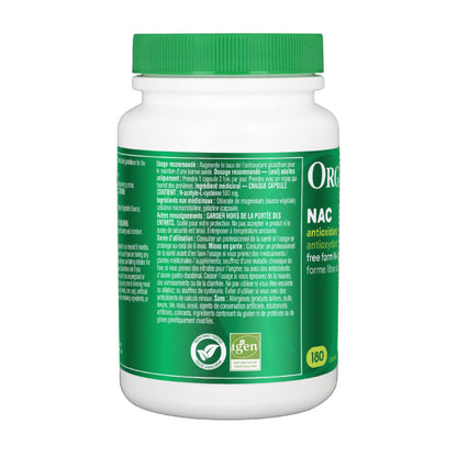 Organika Canadian-Made NAC (N-Acetyl-L-Cysteine) 500mg- Supports Antioxidant Glutathione Levels, Immune System Support, Liver and Detox Support- 180caps