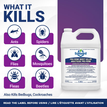 EcoGuard Pro-Perm Insect Killer 3.78L | Professional Insecticide with Fast-Acting Residual Formula | 60 Day Protection | Water-Based, Ready-to-Use Indoors & Outdoors | Sprayer Not Included