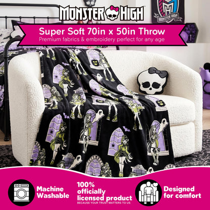 Couverture en peluche ultra-douce et confortable Monster High pour Halloween, 127 cm x 178 cm, (produit sous licence officielle) par Franco