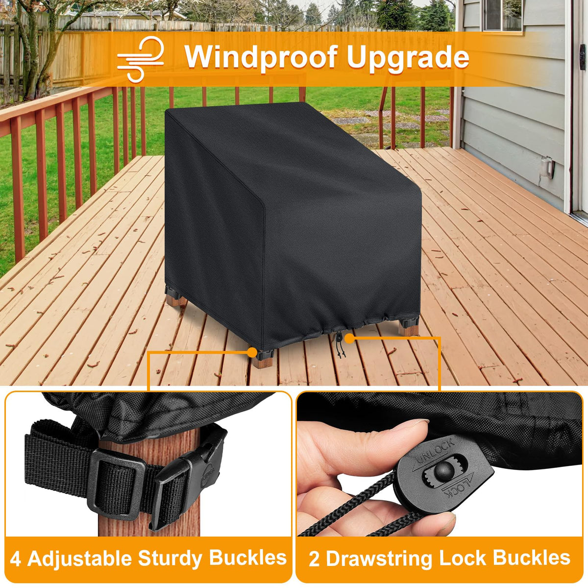 Kipiea 600D Patio Chair Covers Waterproof Winter 2 Pack - Heavy Duty Lawn Outdoor Furniture Chair Covers with Anti UV and No Tears, No Fading (30"W x 37"D x 31"H） 🍁 All In One Marketplace Canada