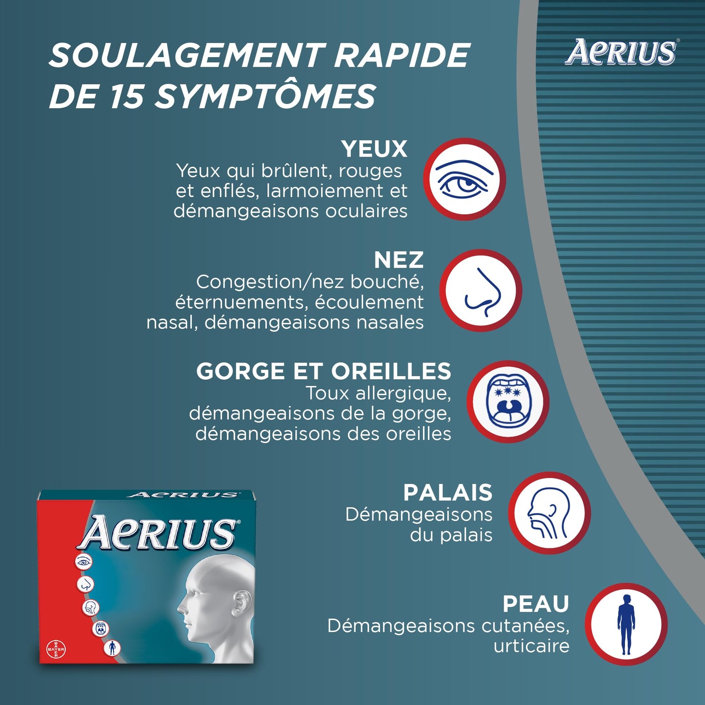 AERIUS Allergy Medicine, Fast Relief, 24-Hour, Non-Drowsy, 15 Symptoms, 70 Tablets - Available at All In One Marketplace Canada