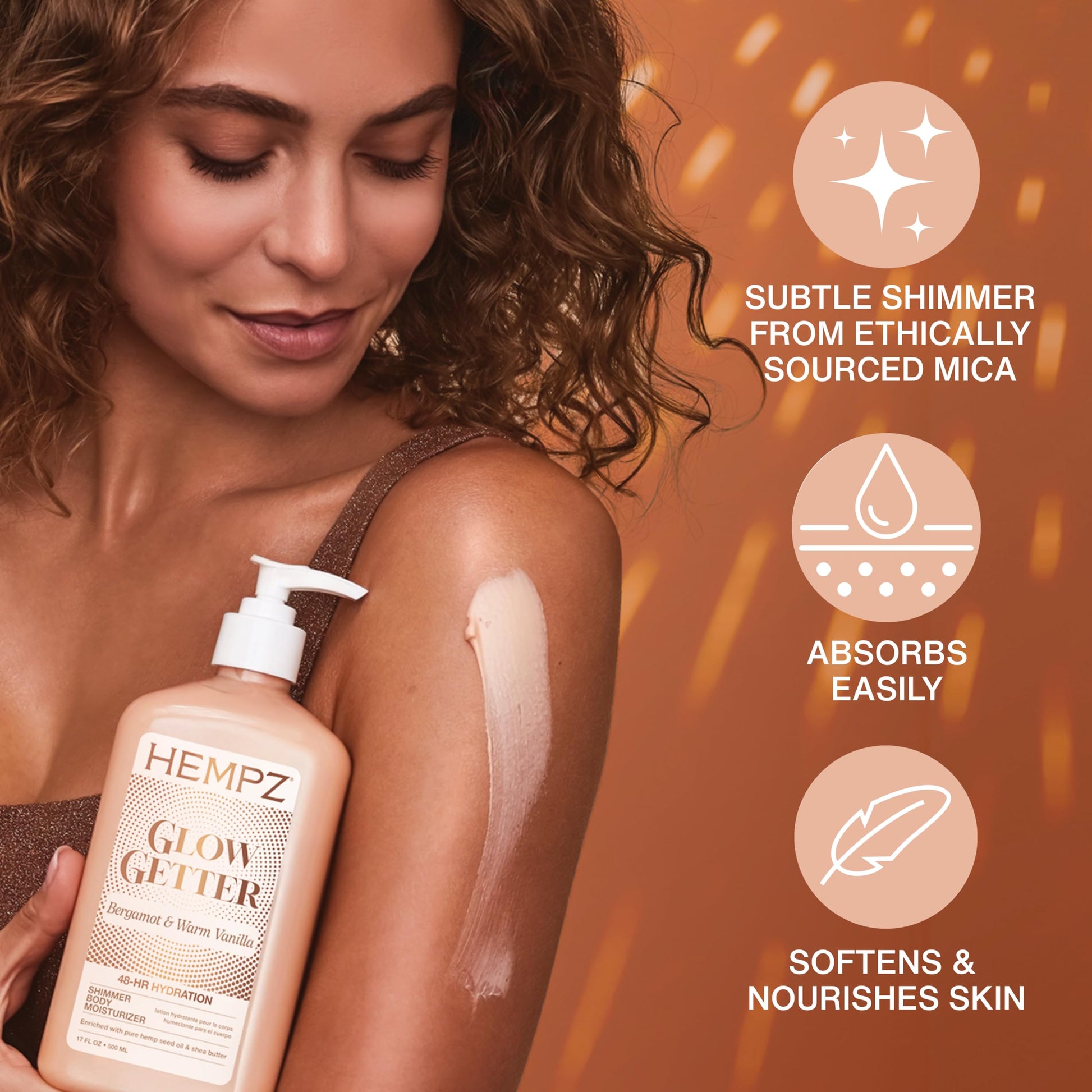 Hempz Glow Getter Body Lotion, Hydrating Moisturizer with Shimmer, 500 ml. - Available at All In One Marketplace Canada