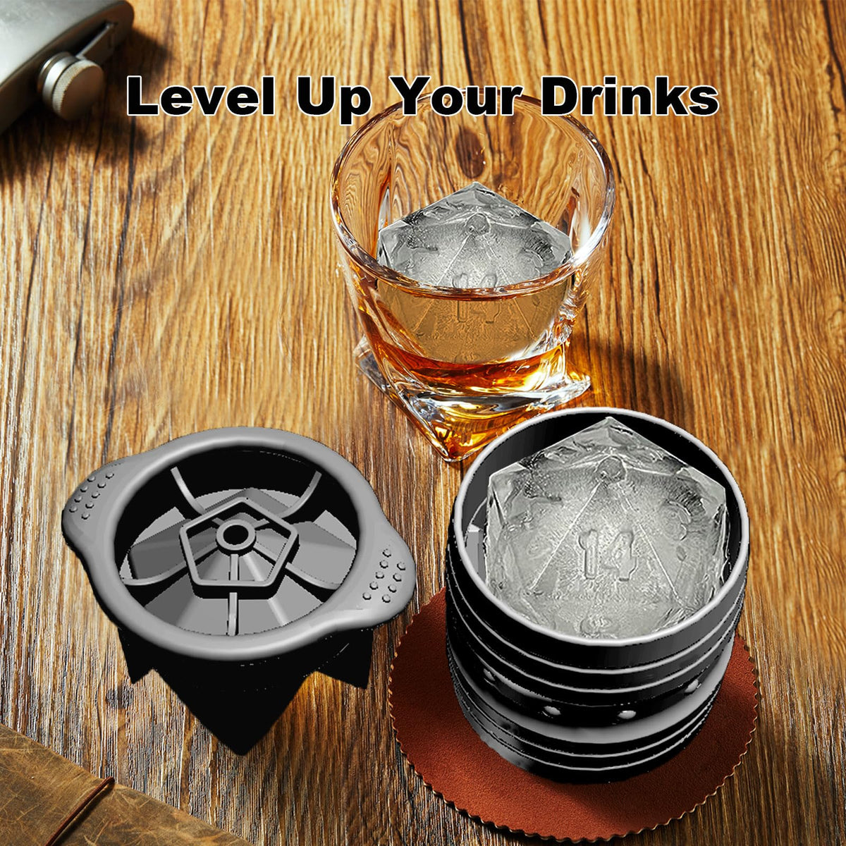 Nax Caki D20 Dice Ice Mold, DND Gamer Gifts for Men Women, Cool Christmas Stocking Stuffers Ideas for Adults TTRGP Lover, Large Silicone D&D Accessories Ice Cube Tray for Cocktails,Bourbon,Whiskey 🍁 All In One Marketplace Canada