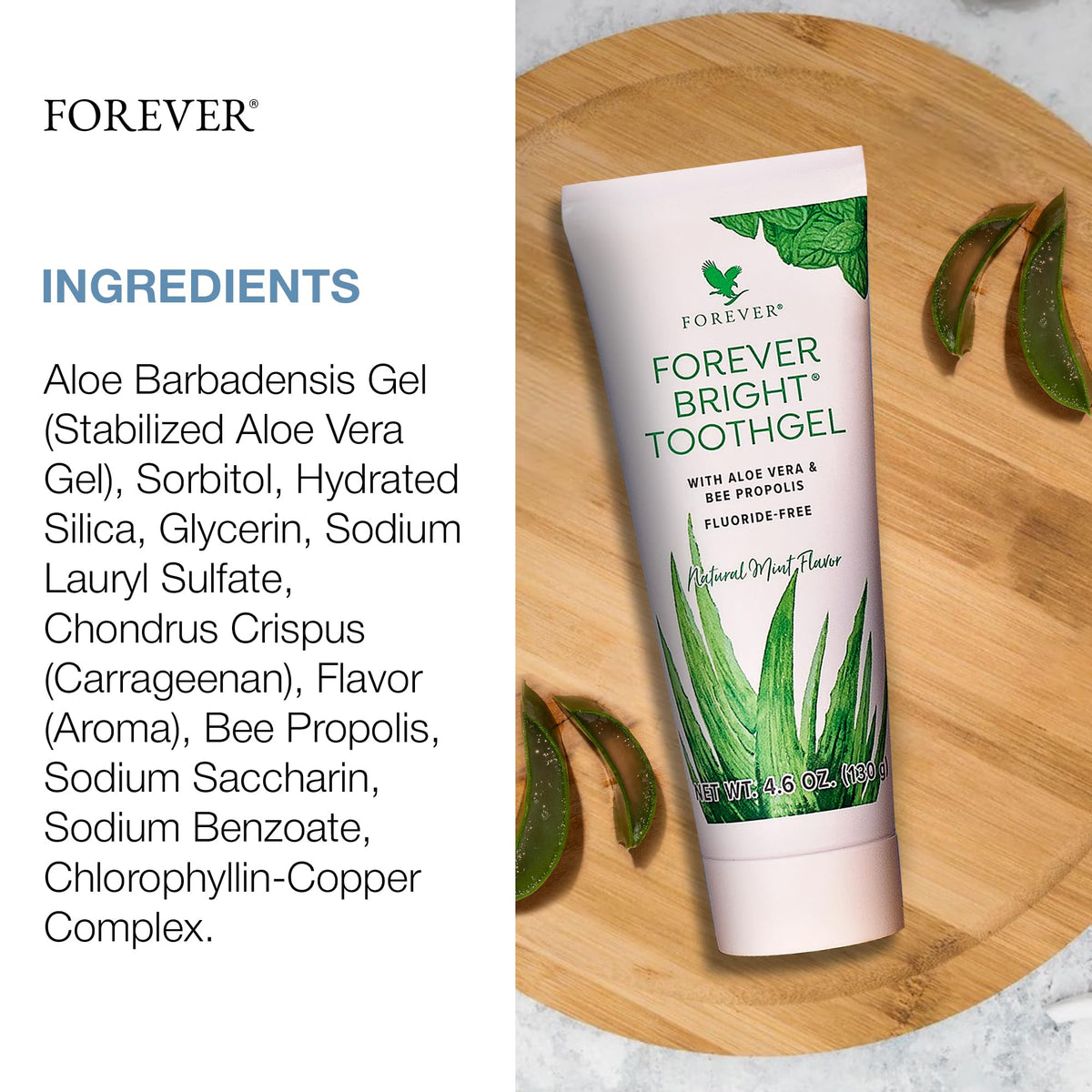 Forever Living | Forever Bright Toothgel - 4.6oz Vegan Non-Fluoride Toothgel with Peppermint & Spearmint - Gentle Oral Care for Kids & Adults - 1 Pack 🍁 All In One Marketplace Canada