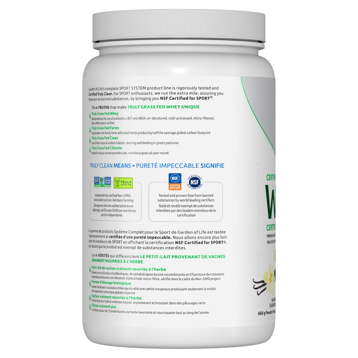 Garden of Life Sport Certified Grass Fed Whey, Vanilla, 640g
