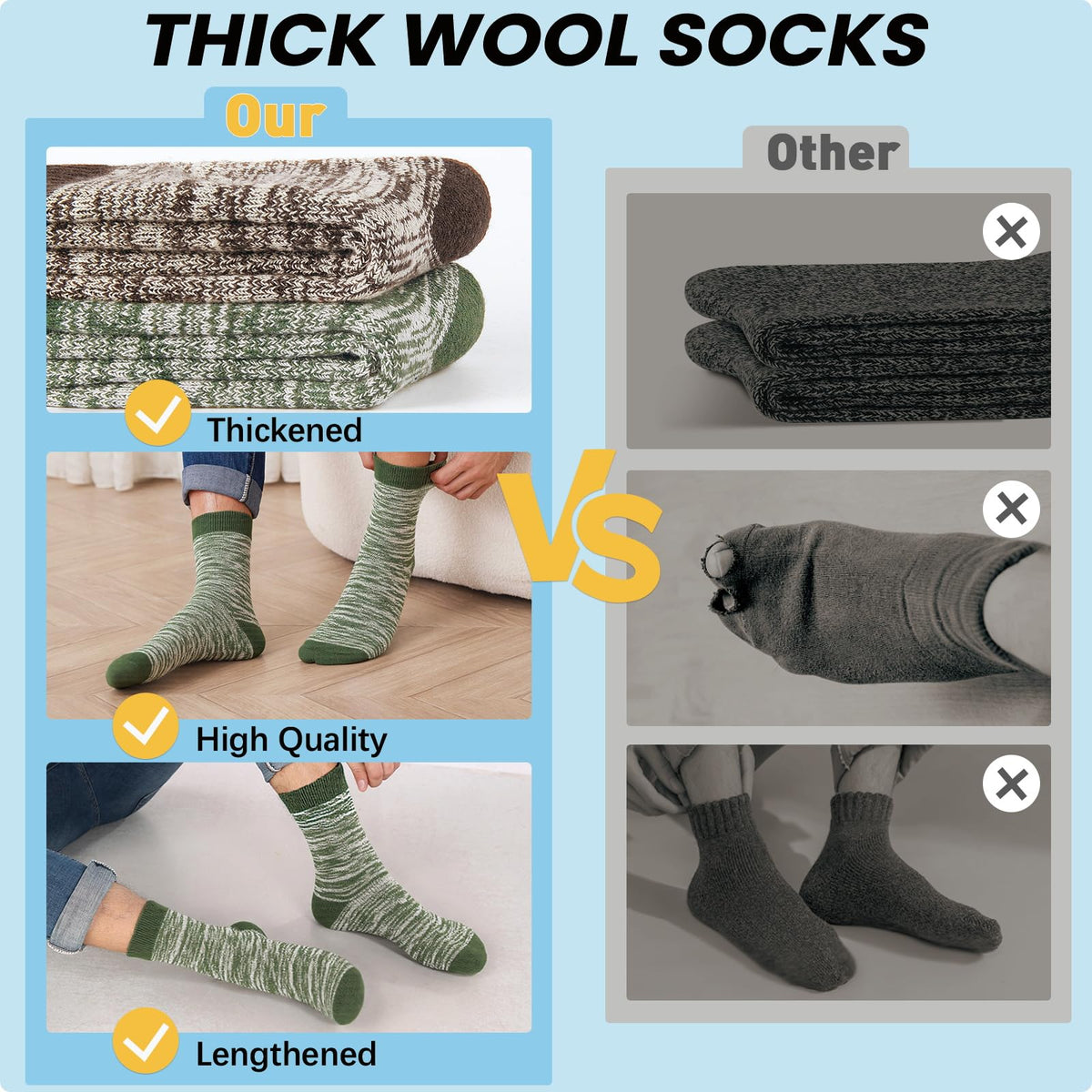YUVFEHY 5 Pairs Merino Wool Socks for Men Extra Thick for Winter Hiking 🍁 All In One Marketplace Canada