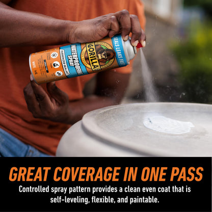 Gorilla Waterproof Patch & Seal Spray, Flexible Rubberized Coating, Seals Out Water Air & Moisture, Stops & Prevents Leaks, White, 14oz/396g, (Pack of 1) 🍁 All In One Marketplace Canada