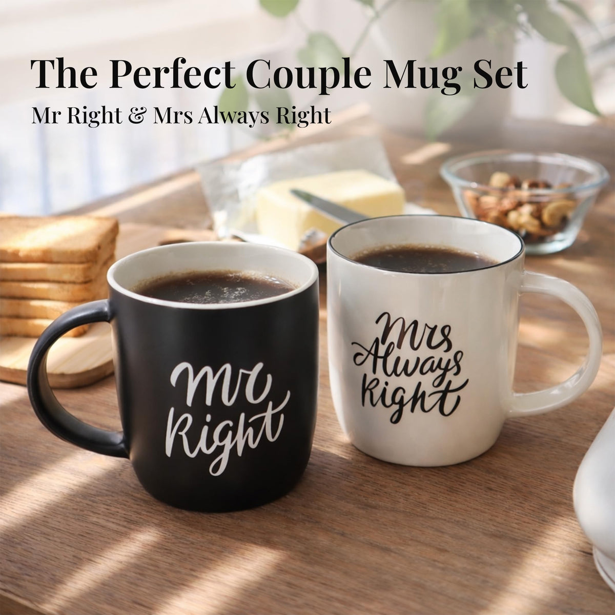 Triple Gifffted Mr Right and Mrs Always Right Coffee Mugs Gift Set, 380 ml 🍁 All In One Marketplace Canada