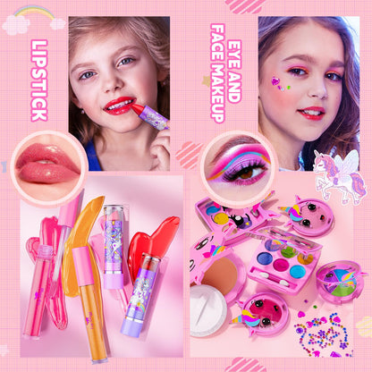 Kids Makeup Kit for Girl - Girls Makeup Kit Toys with Flying Horse Storage Case, Kids Play Makeup Set for Christmas Birthday Gift 3 4 5 6 8 10 11 12+ Years Old 🍁 All In One Marketplace Canada