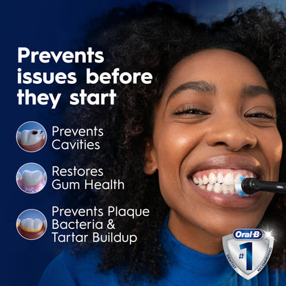 Oral-B iO Deep Clean + Protect Rechargeable Electric Toothbrush, White with Visible Pressure Sensor, 5 Cleaning Settings, 2 Min Timer, an iO Series 7 Toothbrush, 2 Replacement Brush Heads, and Charging Travel Case - Available at All In One Marketplace Canada