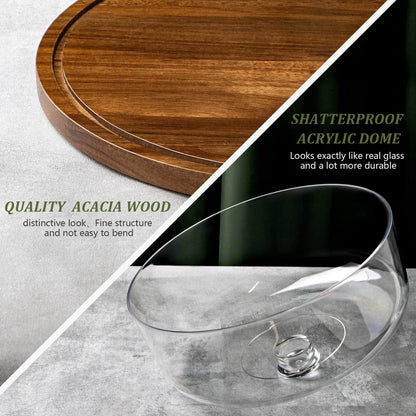 ANBOXIT Cake Stand with Dome Lid, Acacia Wood Cake Plate with Cover 🍁 All In One Marketplace Canada
