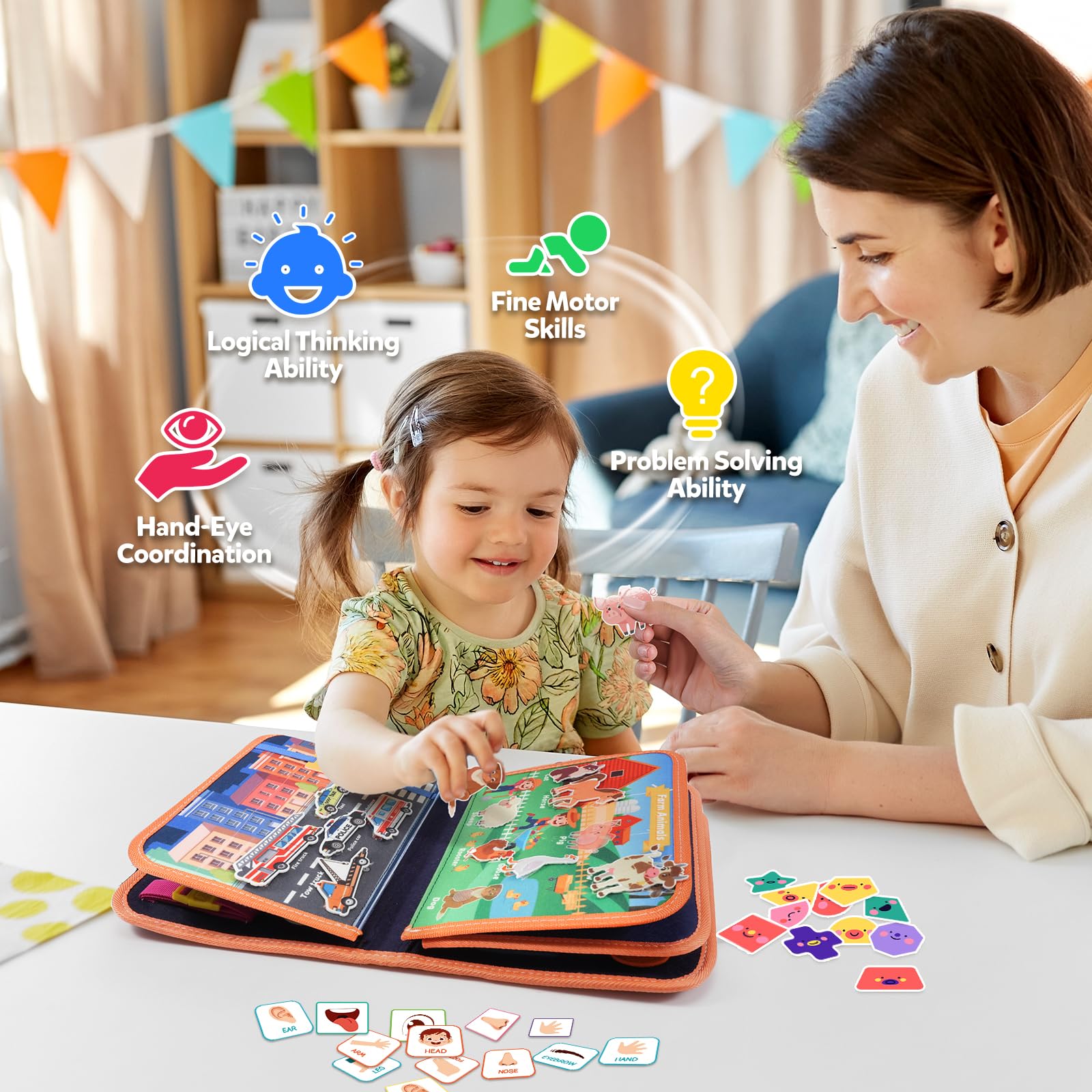 ZOOI Toddler Toys Busy Board - Montessori Toys for 1-5 Year Old Boy Girl Birthday Gifts for Kids, Sensory Toys Baby Essentials, Busy Book for Toddlers 1-5 Year Old, Airplane Activities Toys Gifts