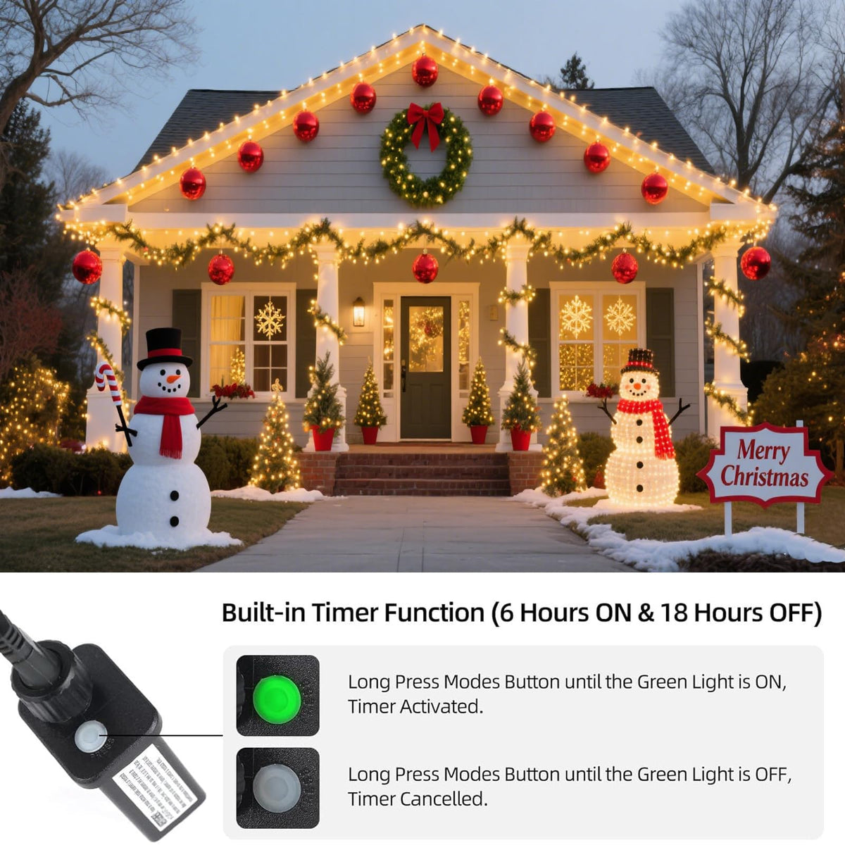 Tcamp 105FT 300LED Christmas Tree Lights End to End Plug, Memory Function 🍁 All In One Marketplace Canada