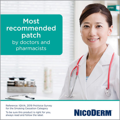 NicoDerm Clear Nicotine Patches Step 1 (21mg), 14 Count – Discreet 24-Hour