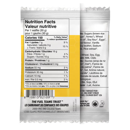 Honey Stinger Organic Vanilla Waffle | Energy Stroopwafel for Exercise, Endurance and Performance | Sports Nutrition for Home & Gym, Pre and Post Workout | 12 Waffles, 30g