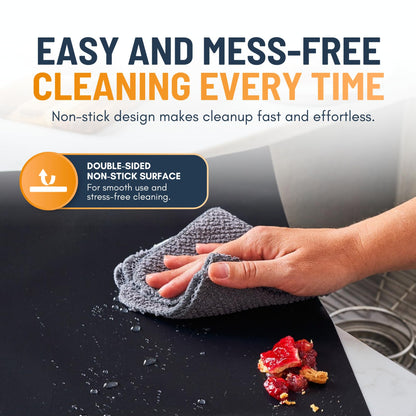 Oven Liners for Bottom of Oven - 2 Pack Large Heavy Duty Mats, 17”x25” Non-Stick Reusable Liner for Electric, Gas, Toasters, Grills - BPA & PFOA Free Kitchen Accessory to Keep It Clean (Black) - Available at All In One Marketplace Canada