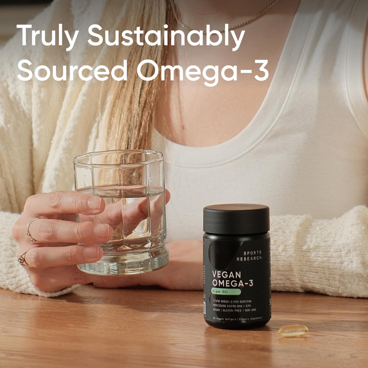 Sports Research Vegan Omega-3 Fish Oil Alternative from Algae Oil - Highest Levels of DHA & EPA Fatty Acids | Non-GMO Verified & Vegan Certified - 60 Veggie Softgels (Carrageenan Free) - Available at All In One Marketplace Canada