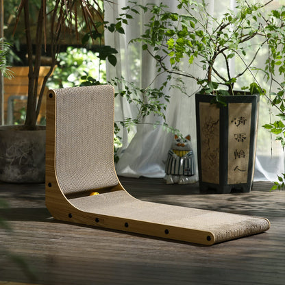 FUKUMARU Cat Scratcher, 68 CM L Shape Cat Scratch Pad Wall Mounted, Cat Scratching Cardboard with Ball Toy for Indoor Cats, Large Size