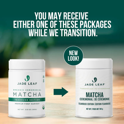 Jade Leaf Matcha Organic Ceremonial Grade Matcha Green Tea Powder - 100% Pure Japanese First Harvest Green Tea for Ceremonies, Usucha, Lattes 100g Tin (Pack of 1)