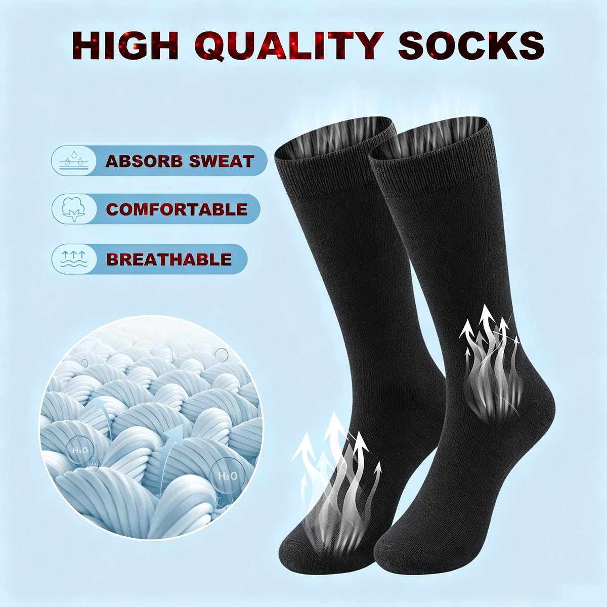 BONANGEL Merino Wool Socks for Men,Mens Thin Wool Socks,Winter Therminal Wool Dress Socks,Black Crew Socks, 6pairs-black, 6-12 🍁 All In One Marketplace Canada
