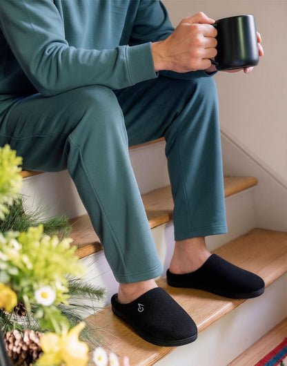 VeraCosy Men's Two-tone Memory Foam Slippers Muted Black Gray,11-12 US 🍁 All In One Marketplace Canada