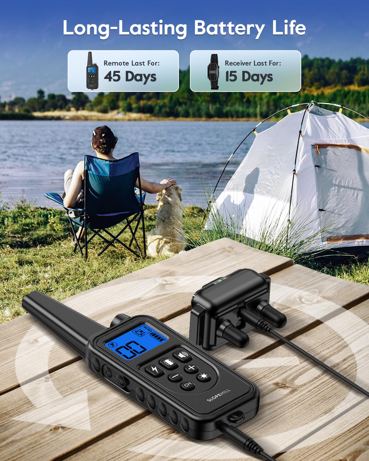 SLOPEHILL Dog Training Collar with Remote,4200Ft Electronic Shock Collars,Waterproof E-Collar Featuring Beep,Vibration,Shock,Light and Keypad Lock Mode,fit for Small Medium Large Dogs (Green) - Available at All In One Marketplace Canada