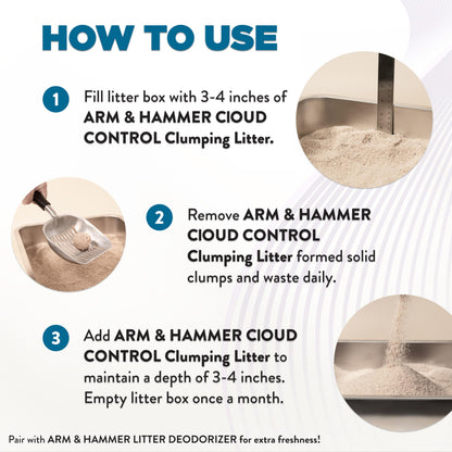ARM & Hammer Cloud Control Clumping Cat Litter, Multi Cat, 6.35kg – 7 Day Odour Control, 99.9% Dust Free, Hypoallergenic Light Scent