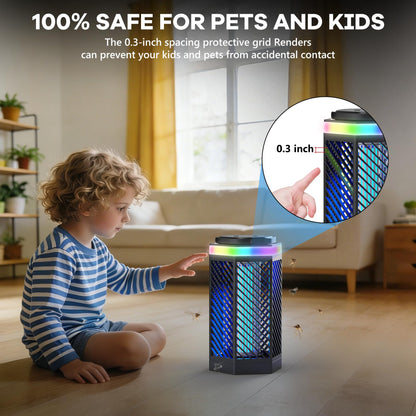 REOGLE Bug Zapper Outdoor Indoor, Rechargeable Mosquito Zapper with 8000mAh Battery & LED Night Light, USB Charging Electric Fly Zapper, Portable Fly Trap Fly Killer for Patio, Backyard, Garden