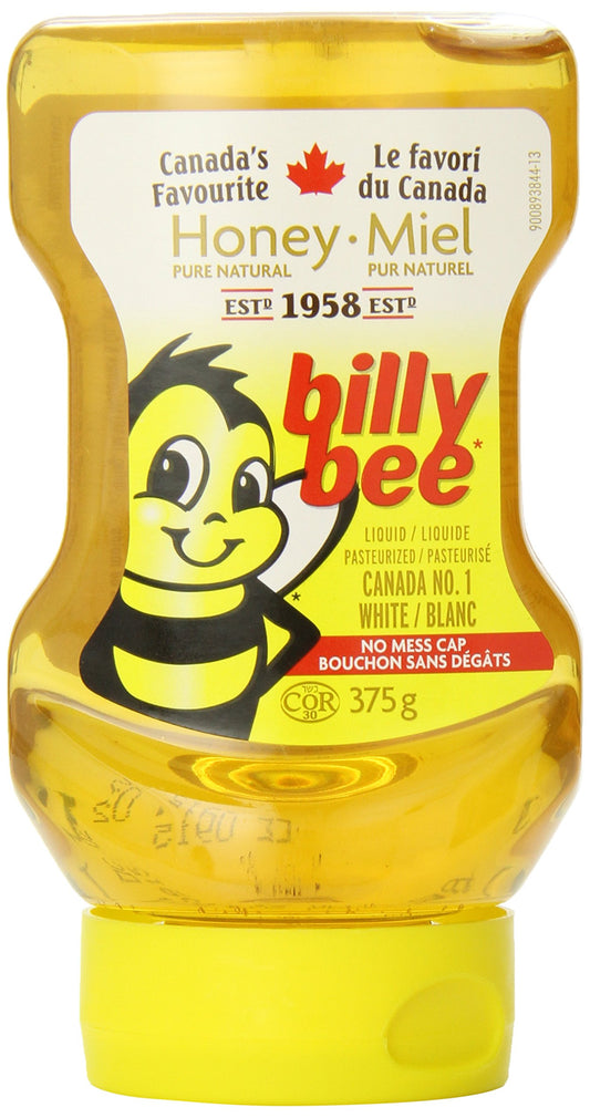 Billy Bee, Pure Natural Honey, Liquid White, Upside-down Squeeze, 375g (Pack of 1)