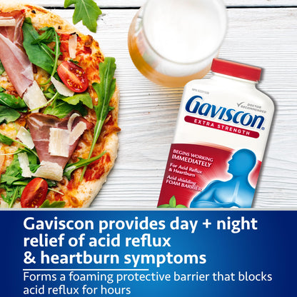 Gaviscon Extra Strength Tablets - 120 Count - Chewable Foaming Antacid Tablets for Day and Night Heartburn Relief, Acid Reflux and GERD Relief, Cooling & Refreshing Peppermint - Free of Aluminum 🍁 All In One Marketplace Canada