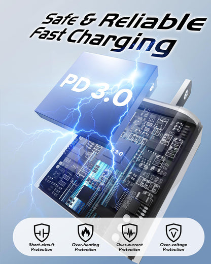 USB C Charger for iPhone 17 16 15, 2 Pack 20W PD 3.0 Type C Charger Fast Charging Block with 6FT USB-C to USBC Cable Compatible with iPhone Air 17 16 15 Pro Max/Pro/Plus Galaxy S25 Ultra and More - Available at All In One Marketplace Canada