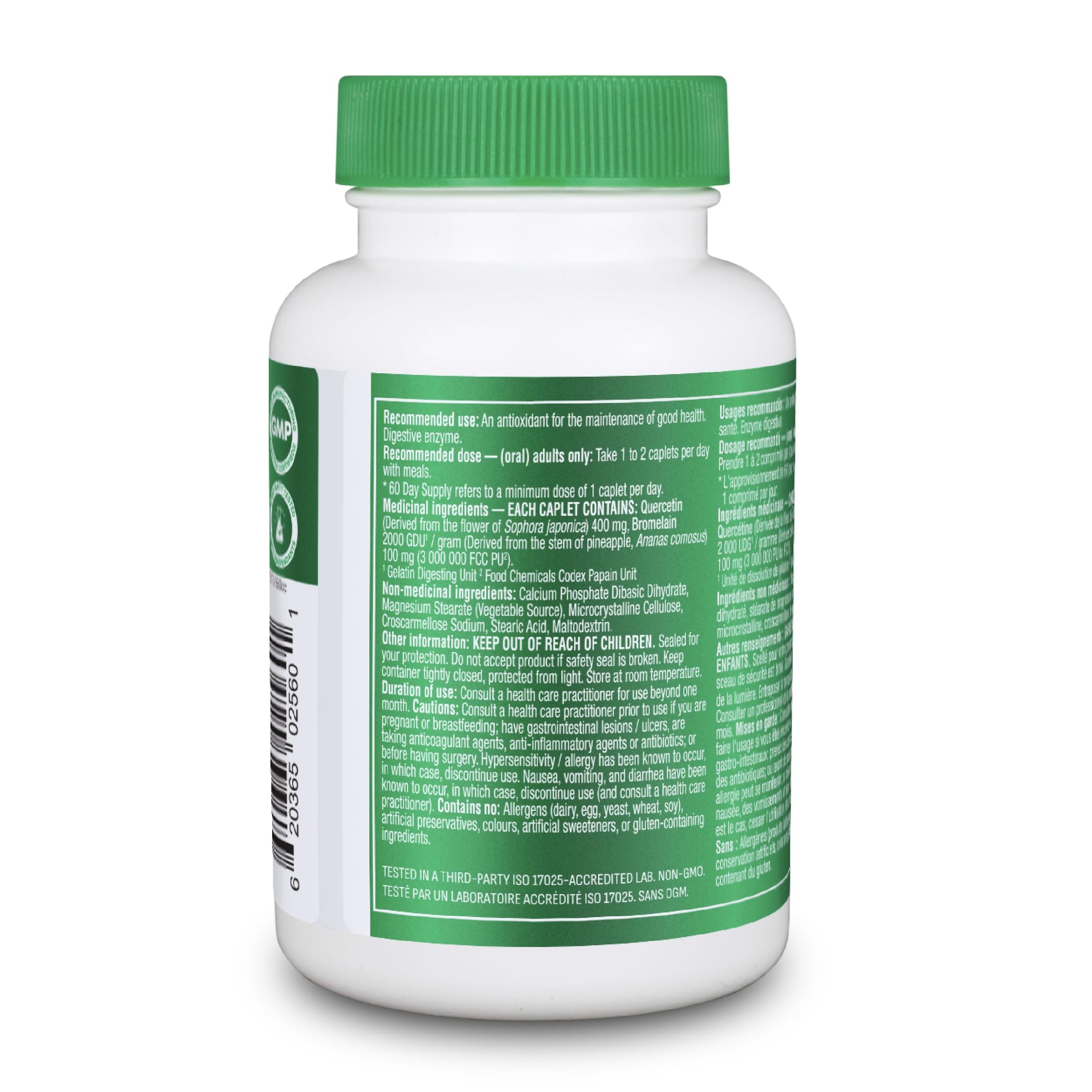 Organika Canadian-Made Quercetin with Bromelain- High Availability, Immune System Support, Allergy and Inflammation Support- 60tabs - Available at All In One Marketplace Canada
