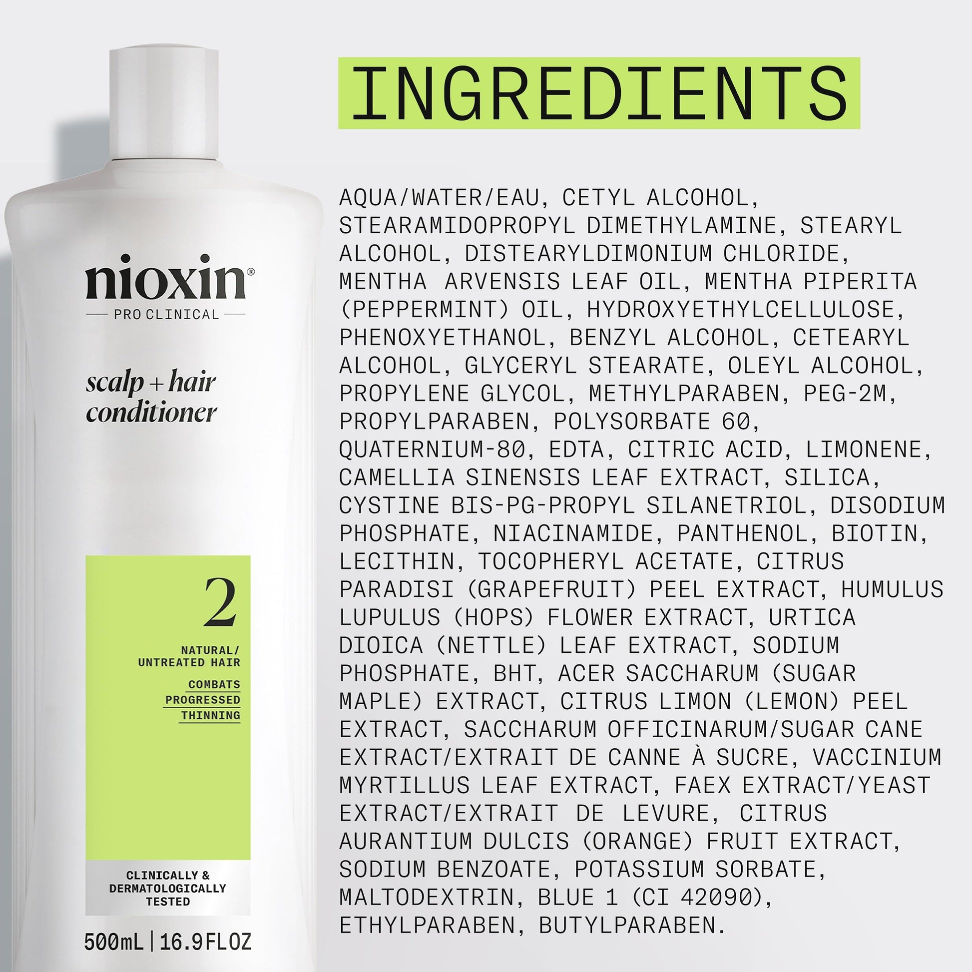 Nioxin Scalp + Hair Thickening System 2 Conditioner, For Natural Hair with Progressed Thinning, 16.9 fl oz (Packaging May Vary) - Available at All In One Marketplace Canada