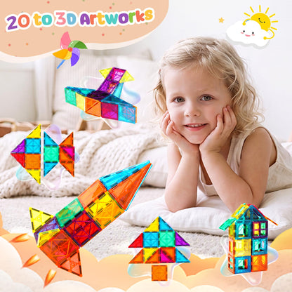 Magnetic Tiles, 100PCS Building Blocks, Magnets Building Set, STEM Toys Christmas Toy Gift for Kids Boys and Girls 🍁 All In One Marketplace Canada